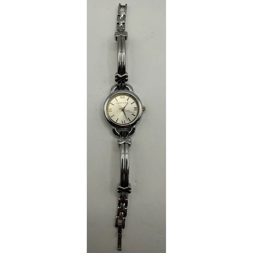Anne Klein Watch Women Silver Tone Round Silver Dial 25MM New Battery‎ 6.5